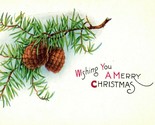 Wishing You Merry Christmas Pinecone Pink of Perfection Unused UNP Vtg P... - £6.37 GBP