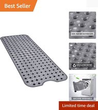 Vinyl Shower Safety Mat 40x16 with Drain Holes – Machine Washable &amp; Stylish - $30.64
