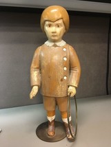 Sarreid Ltd Italian Wood Carved Folk Art Antique Boy Doll Figurine Mid Century - £206.57 GBP