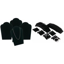Black Velvet Necklace Easel Jewelry Display &amp; Hanging Earring Cards Kit 104 Pcs - £17.92 GBP