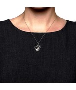 Genuine Black Diamond Mom Heart Pendant Necklace 14k White Gold over 925 SS - £37.29 GBP