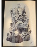 Bill Jameson Surrealism Drawing &quot;Eye Tower&quot; 1968 - £23.98 GBP