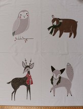 34&quot; X 44&quot; Panel Winter Woodland Animals Holiday Christmas Cotton Fabric D585.40 - £10.01 GBP