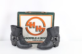 NOS Vtg 80s Womens 6 Leather Pull On Motorcycle Moto Engineer Boots Black USA - £124.56 GBP