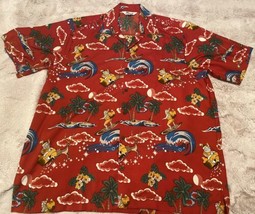 Alvish Hawaii Surfing Santa Christmas Hawaiian Aloha Shirt Mens size XL - $21.49