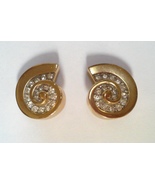 Vintage Givenchy Rhinestone Nautilus Clip On Earrings - £347.89 GBP