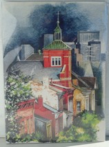 STELLAR WORK Artist Signed Saylor Colorful Art Print of Church in Suburban Area - £17.29 GBP