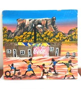 SOUTH AFRICAN oil painting on wood Cape Town township 3D with recycled cans Coca - £79.75 GBP
