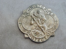 Antique Metal Saint Christopher Car Dash Visor Medal Badge - £15.92 GBP