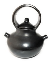 Tea Pot Pre-Columbian Style Kettle Coffee Pot Black Clay 100% Unglazed O... - £86.56 GBP