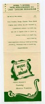 Music by Muzak Daily Schedule Card Muzak Quiz 1950&#39;s.  - £14.01 GBP