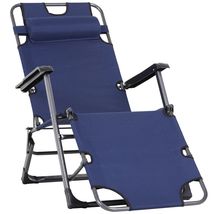 2-in-1 Tanning Beach Lounge Chair w/ Pillow &amp; Pocket Navy - $129.99