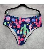 Shein Blue Cactus Print Swimwear Swimsuit Bikini Bottom Size 3XL - $15.00