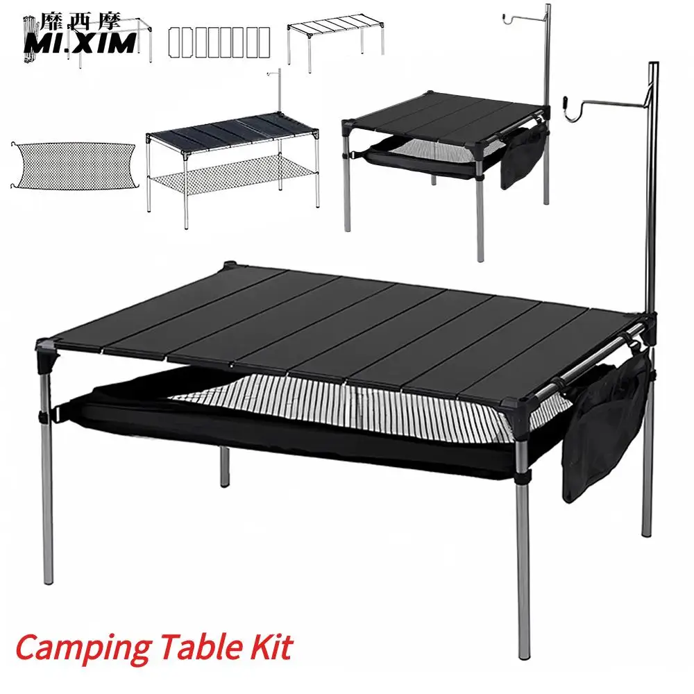 Door barbecue desktop aluminum alloy portable bbq picnic desk furniture with light pole thumb200