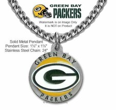 LARGE GREEN BAY PACKERS NECKLACE STAINLESS STEEL CHAIN NFL NEW NICE - FR... - £16.57 GBP