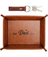 PU Leather Valet Tray and Keychain Gifts for Dad from Daughter Son Kids - £10.11 GBP