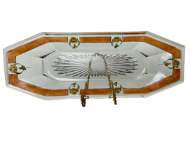 Heisey Glass Relish Celery Serving Dish Art Deco Peach Edge Floral Hand Painted - £18.34 GBP