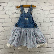 Oshkosh B&#39;gosh Jumper Girls Sz 5T Denim and Ruffles Floral Dress - £19.77 GBP