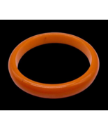Vintage Bakelite Bangle Bracelet Pumpkin Orange Solid Vibrant Color 3&quot; - $93.35