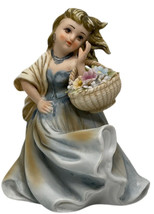Vintage Lefton China Bisque Porcelain Young Lady Hand Painted Figurine KW334a - £11.63 GBP