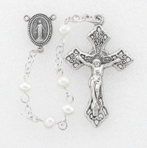 White Rosary, Fresh Water Pearl Beads, Premium Handcrafted - £24.33 GBP