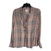 J Jill Womens Shirt Adult Size Small Black White Flannel Long Sleeve But... - $23.37