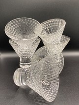 6x Martini cocktail glasses honeycomb patterned crystal,solid foot - £25.80 GBP