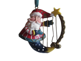 READ* Avon 1998 Santa Tune Christmas Ornament Harp Celestial Crescent Moon VTG - $9.43