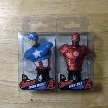 Lot of 2 Marvel Avengers Mini Bust Paper Weights Cake Toppers Iron Man Captan  - £7.05 GBP
