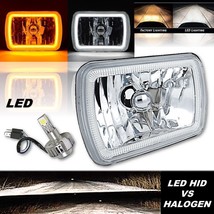 7x6&quot; Switchback White Halo DRL Amber Turn Signal Angel Eye H4 LED Headlight Each - £97.76 GBP