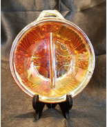 Vtg Indiana Glass Killarney Marigold Carnival Glass 2-part Relish Dish w/ Handle - $12.38