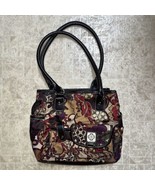 Treviso Flower Print Red Brown Orange YellowOuter Compartments Inner Zip... - $376.79 MXN