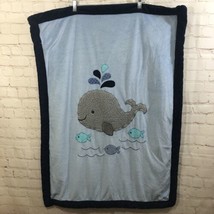Koala Baby- Baby Blanket Whale Fishies Soft Plush Gray Sherpa Lovey - $21.00