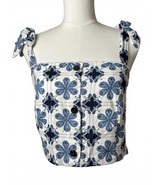Agua Bendita Blue Floral Crop Top NWT XXL 0093 - €17,31 EUR