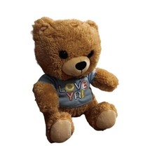 Hallmark Love Ya Rainbow Colors T-Shirt Brown Teddy Bear 8&quot; Soft Plush M... - $10.36