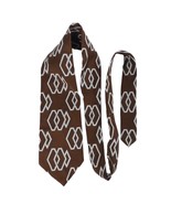 Vtg 60s 70s Villa Di Oro Men&#39;s 4.5&quot; Wide Brown Geometric Necktie Tie, Ma... - $26.46 CAD