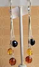 Multicolor Round Faceted Baltic Amber Dangle Earrings In 925 Sterling Leverbacks - £26.82 GBP