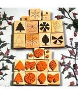 Stampin Up Retired Wood Mounted SHAPES & SHADOWS Tree Snowflake Butterfly - $13.49