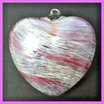 Hanging Glass Heart 4&quot; Silvery White &amp; Purple Swirls (1) #2 - $15.15
