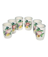 Vtg Basket Weave Pottery Cups Hand Painted Fruit Ceramic Cup Set (6) MCM... - $543.86 MXN