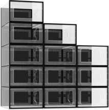 12 Pack Shoe Storage Box, Clear Plastic Stackable Shoe Organizer for Closet, Spa - £38.71 GBP