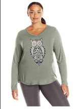 ust My Size 1X  Light Weight L/S V Neck Glitzy Graphic Tee Top Heth. Green - £4.66 GBP
