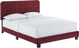 Twin, Maroon Modway Celine Channel Tufted Performance Velvet Platform Bed. - £177.22 GBP