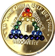 1 - 56 Year Rainbow Swarovski Crystal AA Medallion Girly Girl Gold Plate... - £14.94 GBP