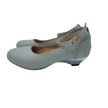 Blue Ankle-Strap Round-Toe Flat - £37.32 GBP
