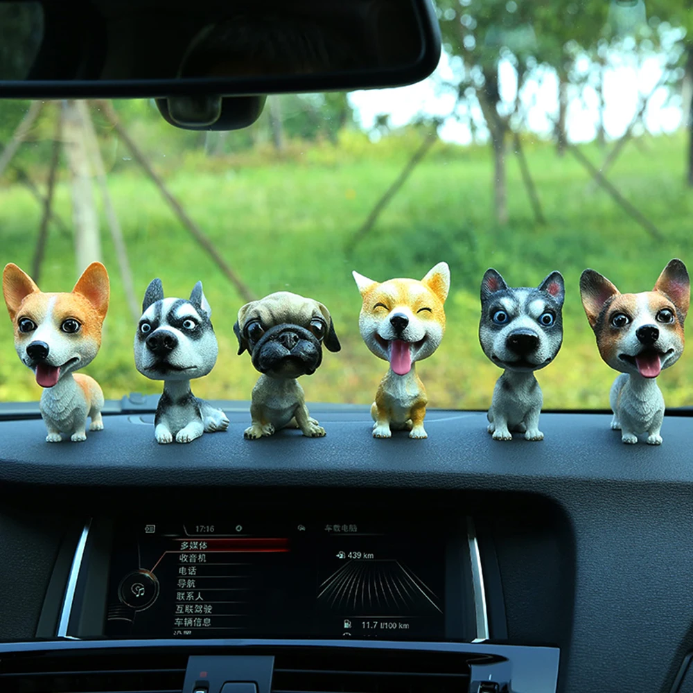 Car Ornaments Cute Shaking Head Resin Dog Puppy Figurines Automobile Int... - $26.56+