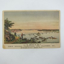 Victorian Trade Card JW Smith &amp; Co Geneva NY Mississippi Great River Bridge Iowa - £15.81 GBP