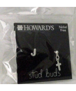 Cross Earrings Jewelry Stud Buds Initial J Pierced Howards Nickel Free S... - $14.79 CAD