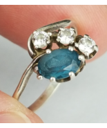 1950&#39;s size 7.5 sterling silver &amp; blue topaz ring 925 ESTATE SALE - $37.99