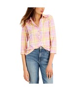 Charter Club Ada Plaid-Print Polo Top Size Medium - $22.85